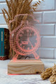 Kişiye Özel Lazer Kesim 3D Tasarım Çalar Saat Tasarımı Led Aydınlatma