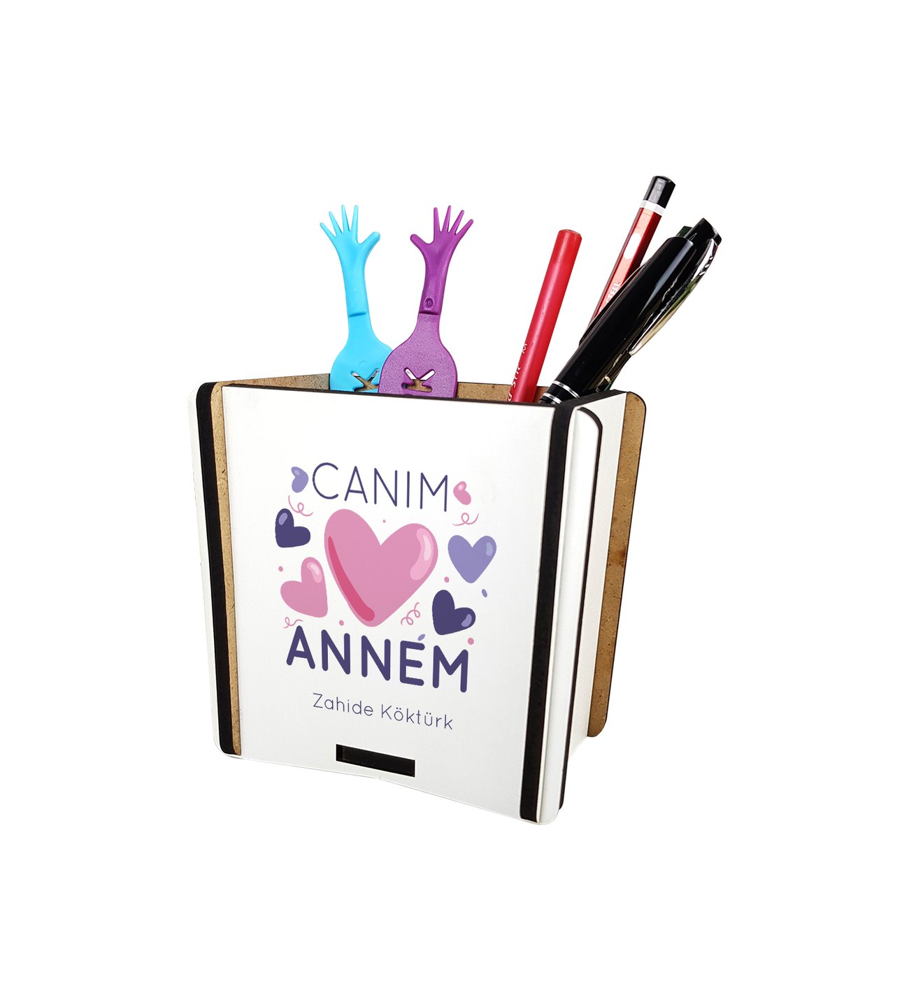 Anneler Günü Canım Annem İsme Özel Ahşap Kalemlik Anneler Günü Canım Annem İsme Özel Ahşap Kalemlik