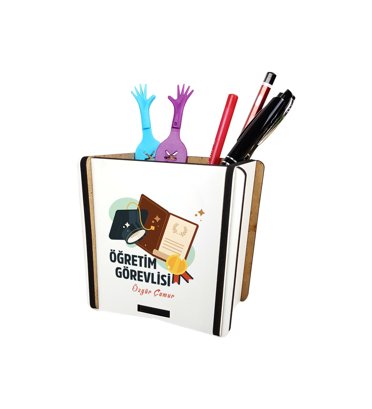 Öğretim Görevlisine Hediye Masaüstü Ahşap Kalemlik