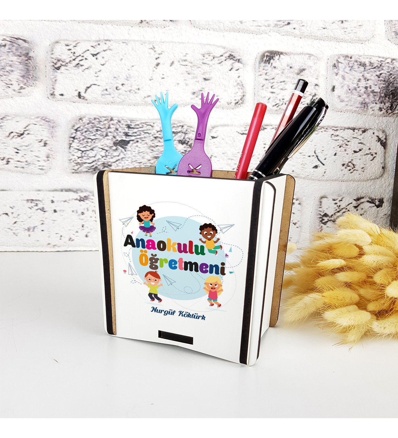 Anaokulu Öğretmeni Hediye Ahşap Kalemlik Anaokulu Öğretmeni Hediye Ahşap Kalemlik