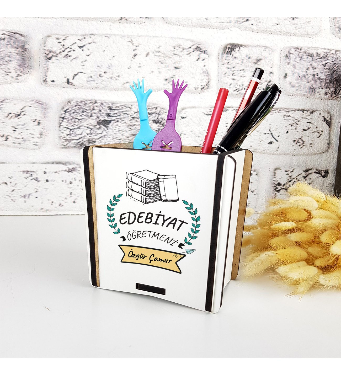 Edebiyat Öğretmeni Hediye Ahşap Kalemlik Edebiyat Öğretmeni Hediye Ahşap Kalemlik