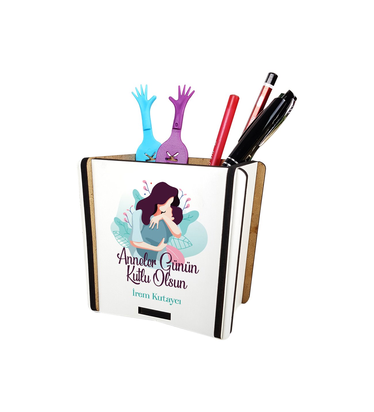 Anneler Günün Kutlu Olsun İsme Ahşap Kalemlik Anneler Günün Kutlu Olsun İsme Ahşap Kalemlik