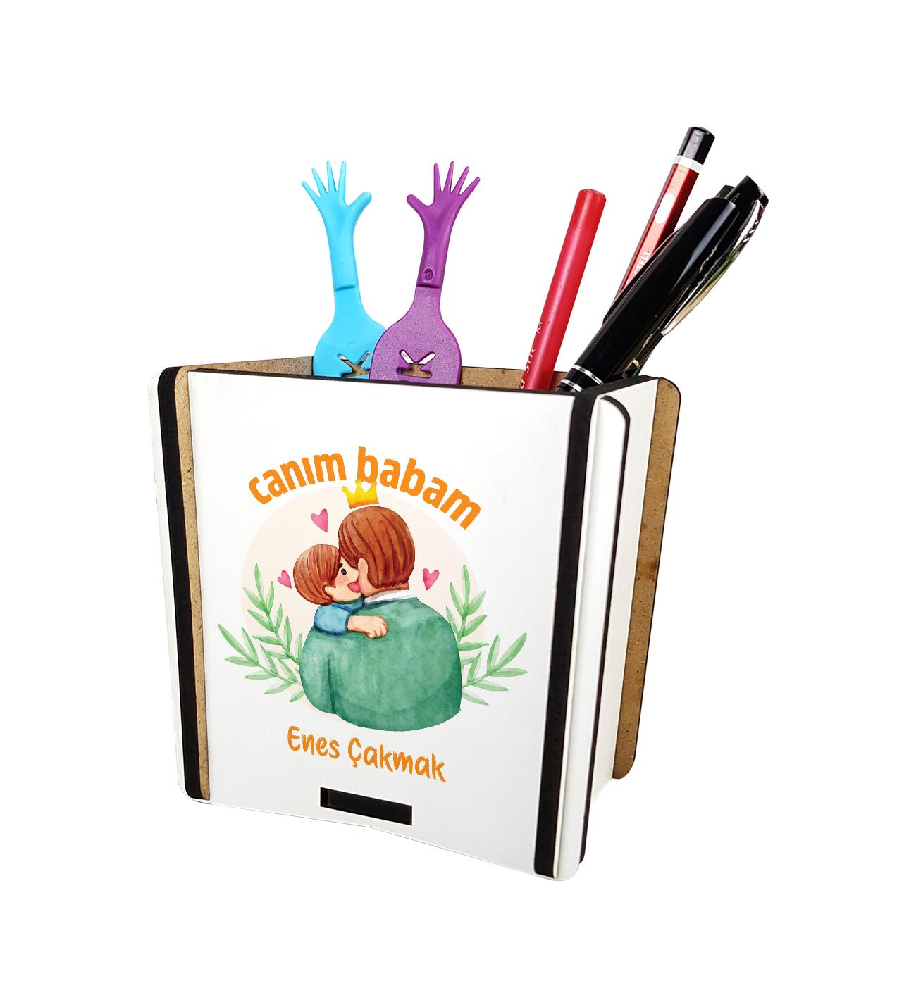 Canım Babam Kişiye Özel Ahşap Kalemlik