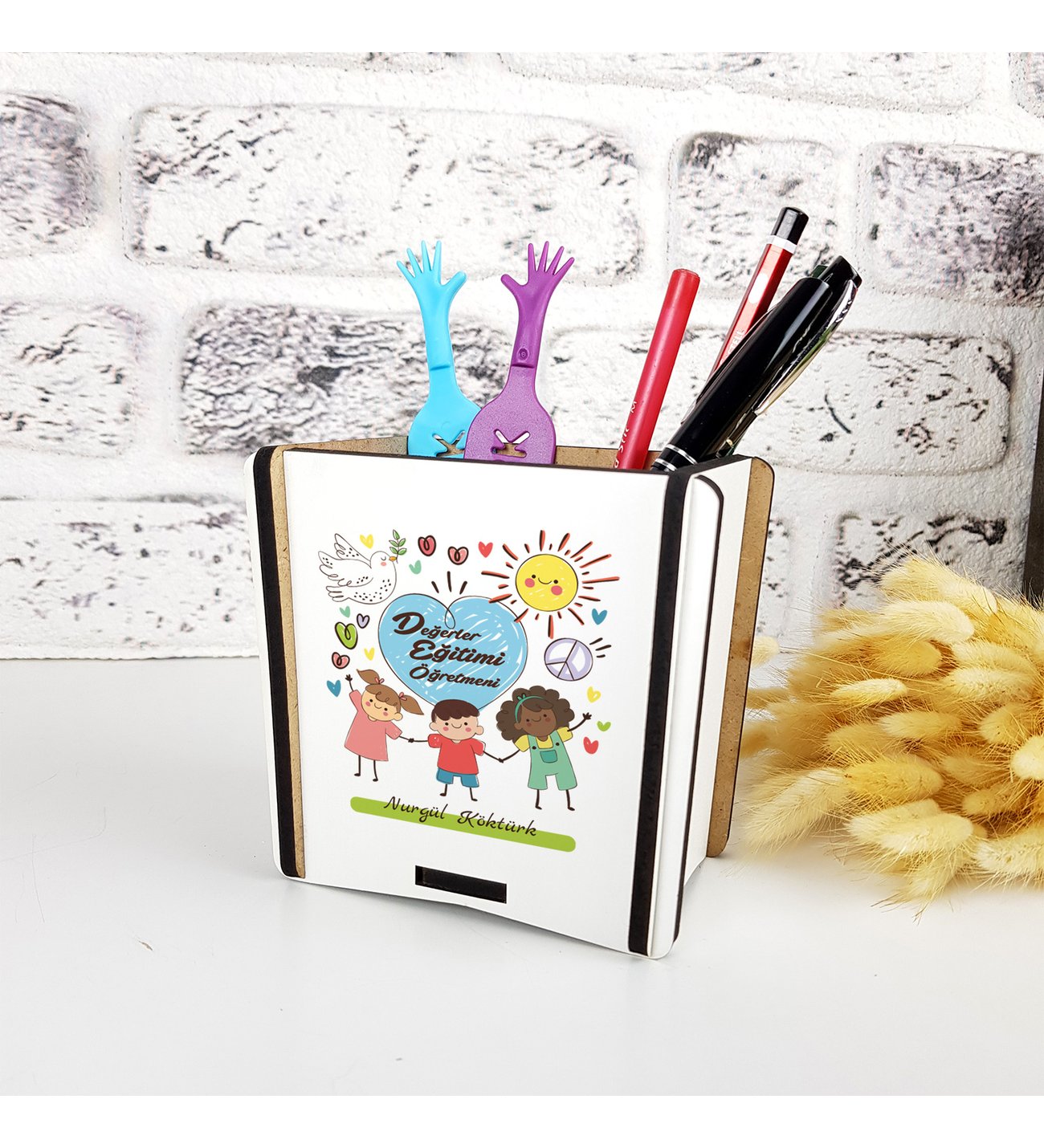 Değerler Eğitimi Öğretmeni Ahşap Kalemlik Değerler Eğitimi Öğretmeni Ahşap Kalemlik