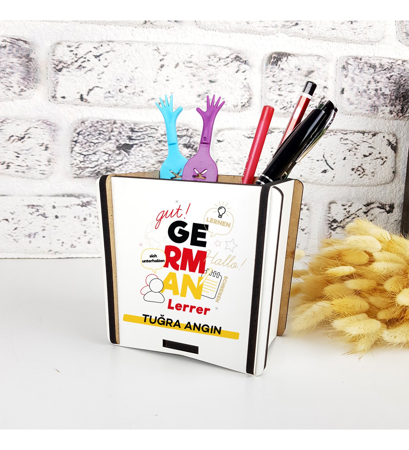 Almanca Öğretmeni Ahşap Kalemlik Almanca Öğretmeni Ahşap Kalemlik