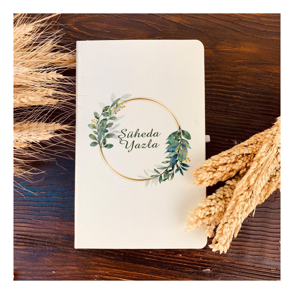 İsme Özel Beyaz Defter Ve Roller Kalem Seti