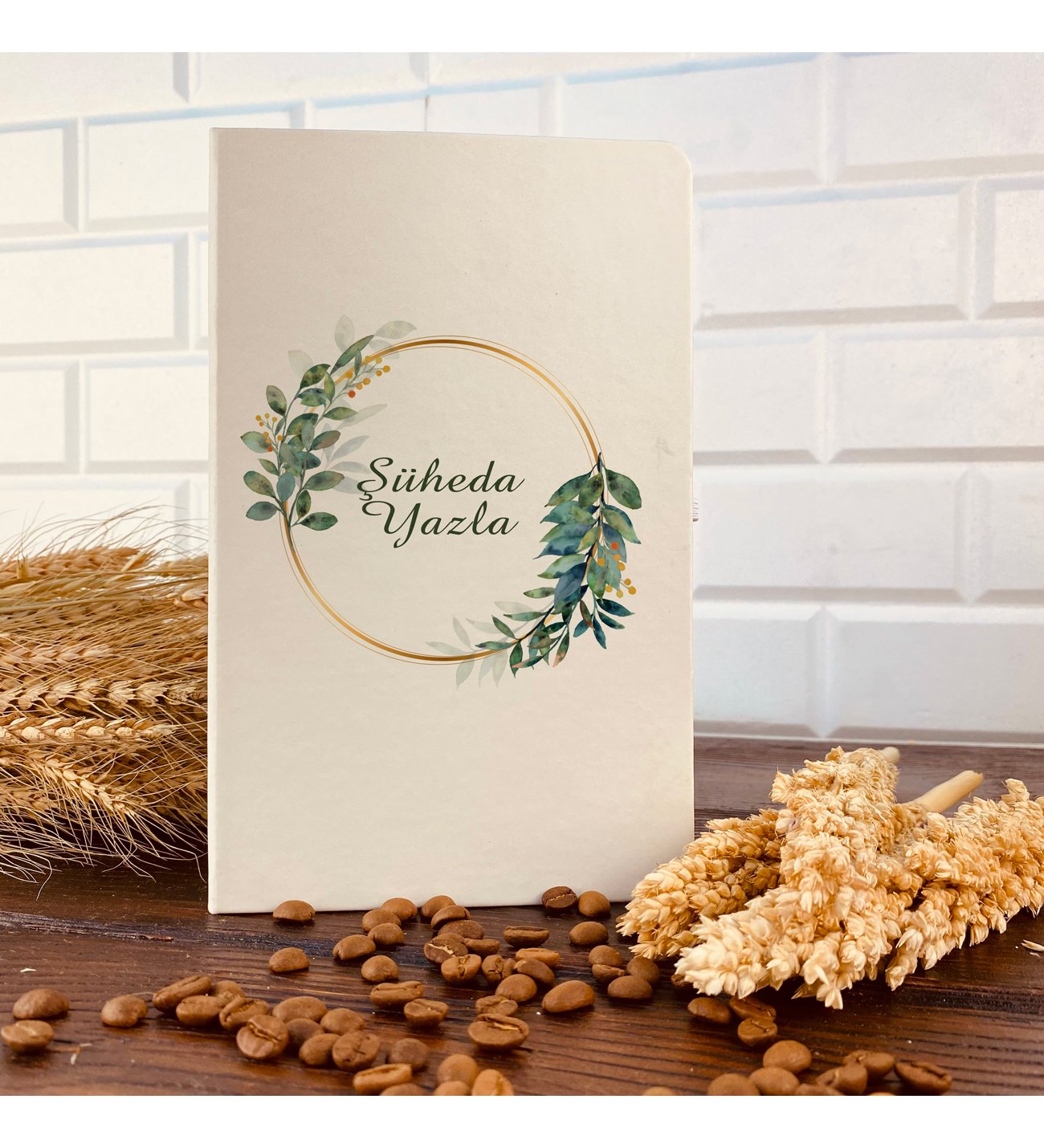 İsme Özel Beyaz Defter Ve Roller Kalem Seti