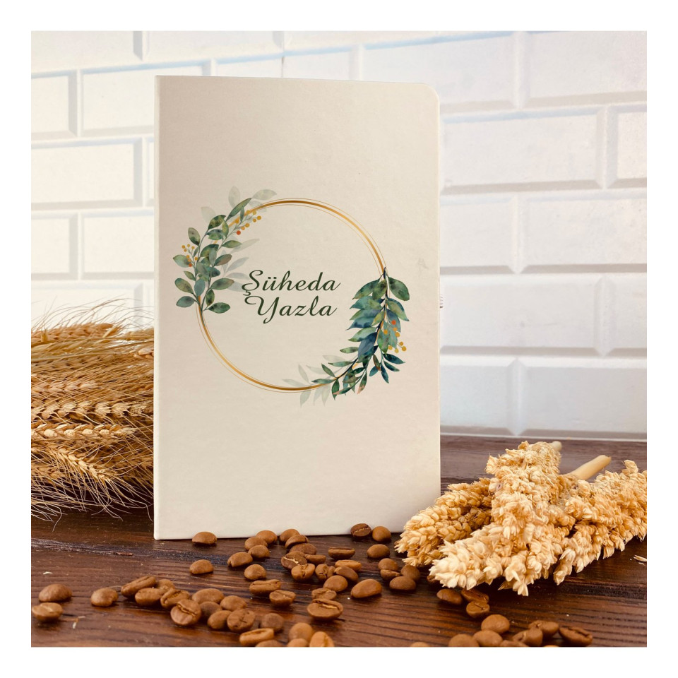 İsme Özel Beyaz Defter Ve Roller Kalem Seti