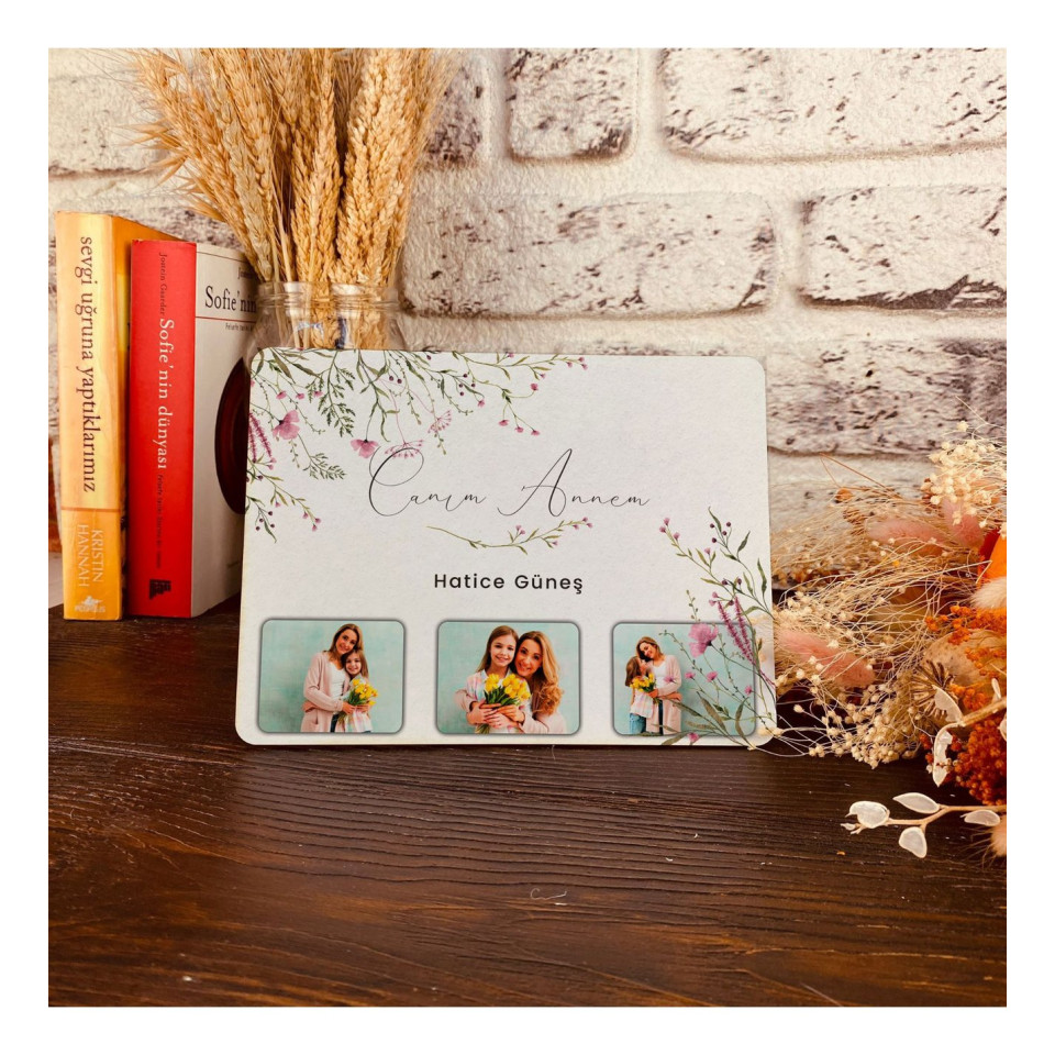 Anneler Gününe Özel - Anneye Hediye -Doğum Günü Hediyesi Ahşap Fotoğraflı Dekoratif Çerçeve