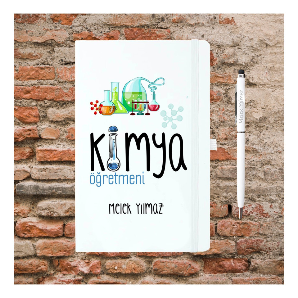 Öğretmenler Günü Hediyesi - Kimya Öğretmenine Hediye - Kişiye Özel Defter, Kupa ve Kalem Seti