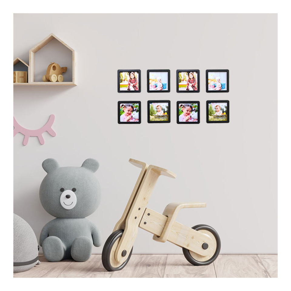 Mini Sök Tak Kare Çerçeveler Siyah 15'li paket