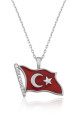 Gümüş Türk Bayrağı Bayan Kolye