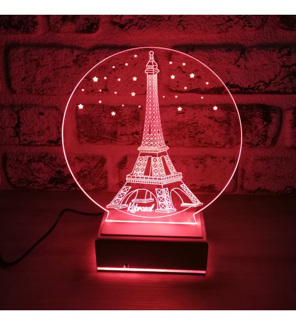 Kişiye Özel 3D Tasarım Eyfel Kulesi Led Aydınlatma Gece Lambası Rgb Led Lamba