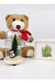 Sevgiliye Hediye Yılbaşı Ayıcıklı Çam Ağacı Tasarımlı Fincan Ve Led Işıklı Cam Fanus Noel Çam Ağacı