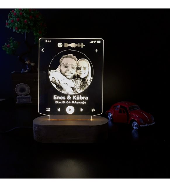 Spotify Tasarım Fotoğraflı Gece Lambası
